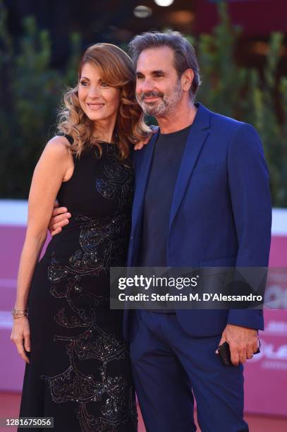 Milena Miconi and Mauro Graiani attend the red carpet of the movie "El Olvido Que Seremos" during the 15th Rome Film Festival on October 22, 2020 in...