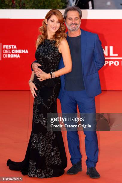 Milena Miconi and Mauro Graiani attend the red carpet of the movie "El Olvido Que Seremos" during the 15th Rome Film Festival on October 22, 2020 in...