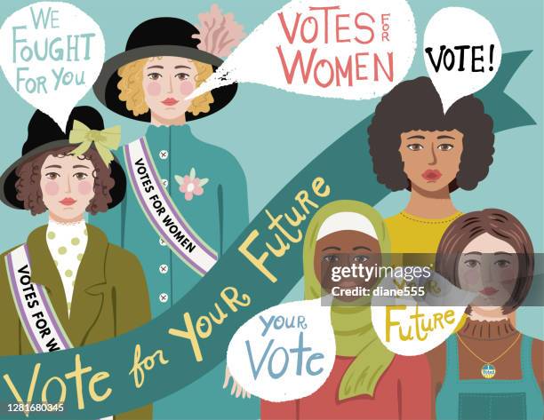 stockillustraties, clipart, cartoons en iconen met 19e amendement stemming - womens suffrage