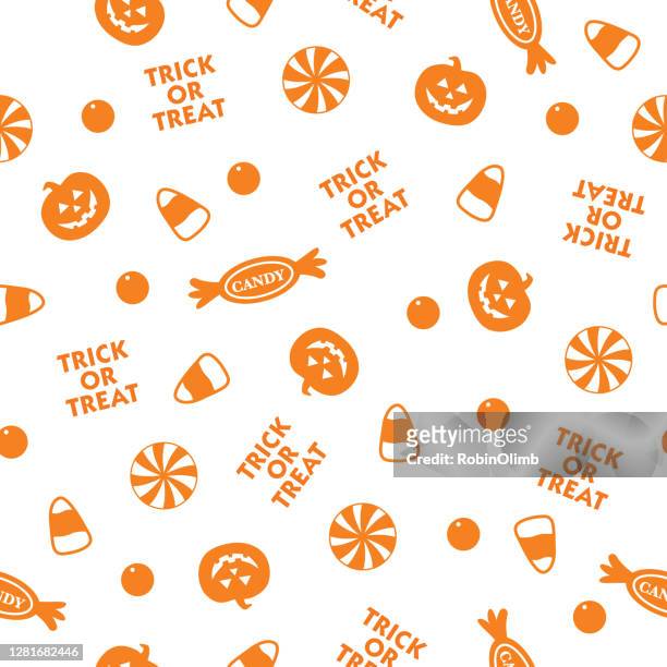 stockillustraties, clipart, cartoons en iconen met oranje halloween candy naadloos patroon - candy