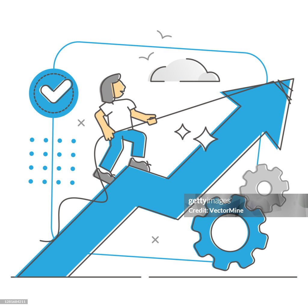 Developement Progress Progress Growth As Development And Improvement Rise Monocolor Outline ...
