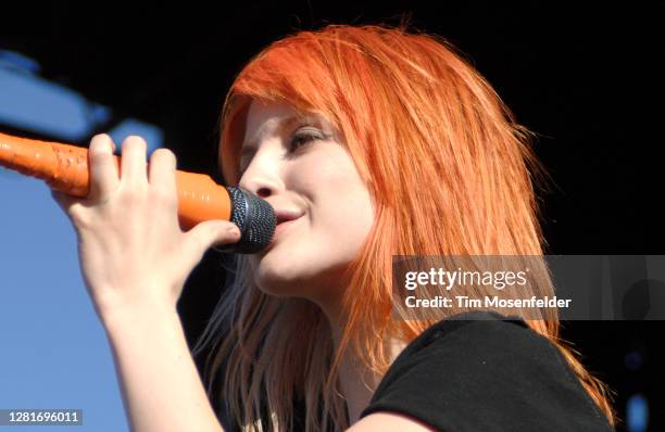 Hayley Williams of Paramore performs during the "Vans Warped Tour" at Shoreline Amphitheatre on July 1, 2007 in Mountain View, California.