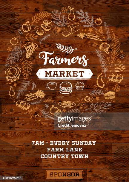 ilustrações de stock, clip art, desenhos animados e ícones de farmers market poster - feira agrícola