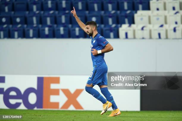 Munas Dabbur of TSG 1899 Hoffenheim celebrates after scoring his sides second goal during the UEFA Europa League Group L stage match between TSG...