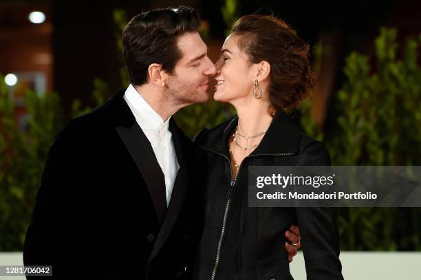 Italian actors Giampaolo Morelli and Gloria Bellicchi at 15th Rome Film Fest. Red Carpet Maledetta Primavera. Rome , October 21st, 2020