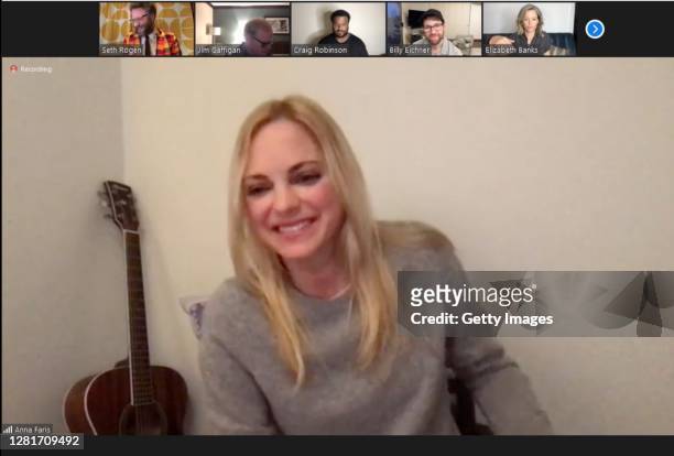In this screengrab, Anna Faris joins as team captain during Hilarity For Charity's Head To Head Virtual Game Night, hosted by Seth Rogen, presented...