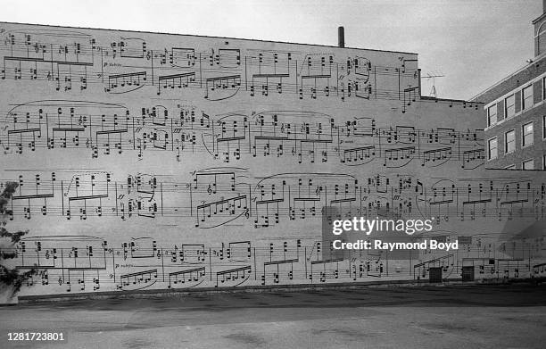 Musical mural depicting the song 'Gaspard de la Nuit' from French composer Maurice Ravel, on the side of the Schmitt Music Building in Minneapolis,...