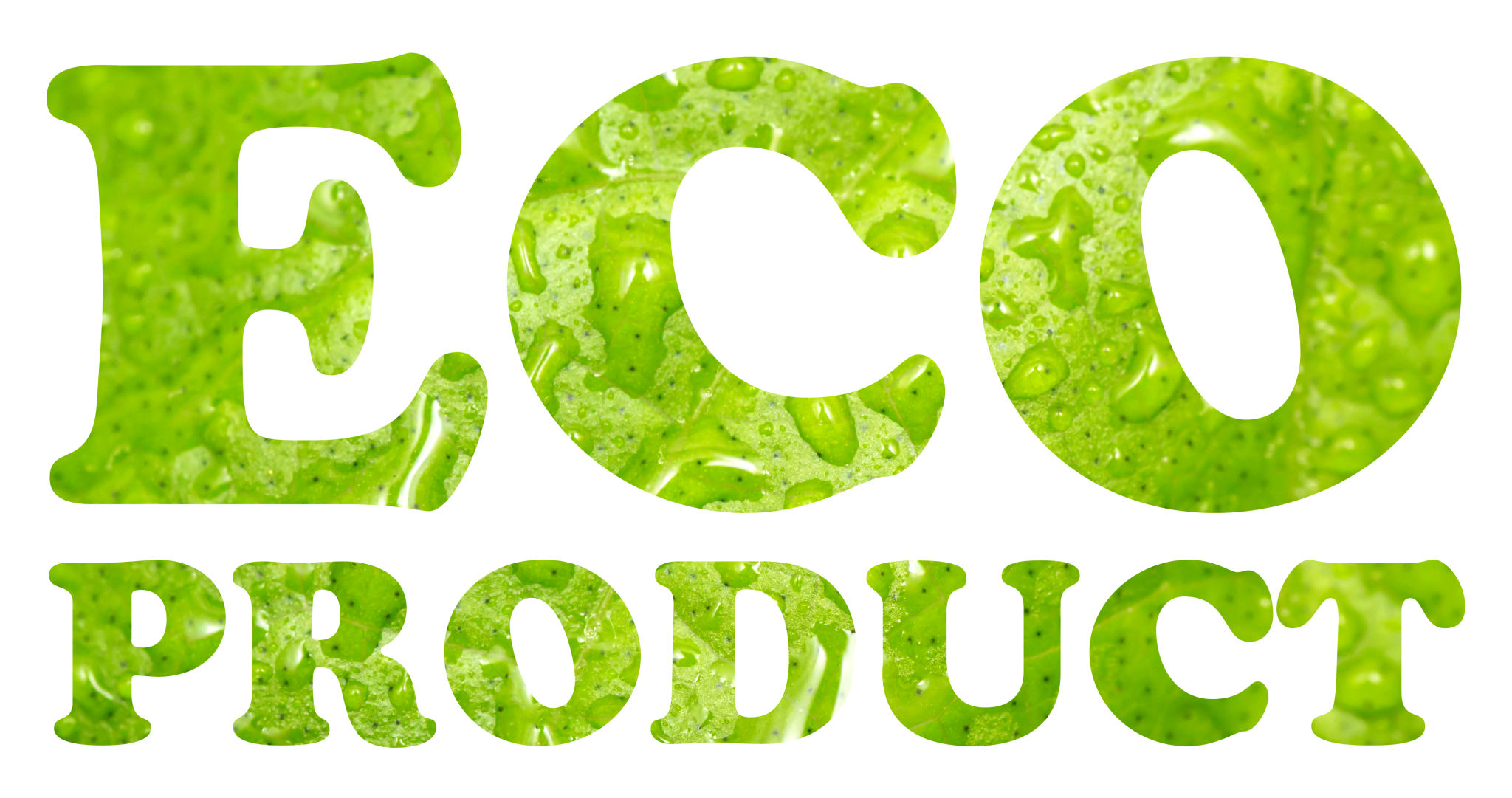 Tekst Eco-product gemaakt van verse groene bladeren, textuur geïsoleerd op wit. Tekst Eco-product gemaakt van verse groene bladeren, textuur geïsoleerd op wit.