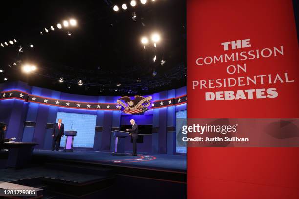 President Donald Trump and Democratic presidential nominee Joe Biden take the stage for the final presidential debate at Belmont University on...