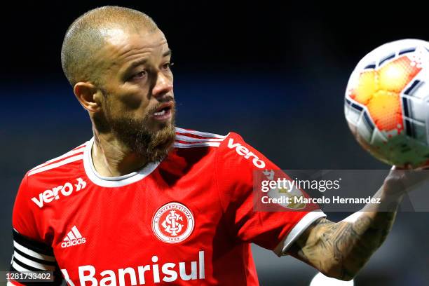 Andrés D'Alessandro of Internacional looks at the ball during a Group E match of Copa CONMEBOL Libertadores 2020 between Universidad Católica and...