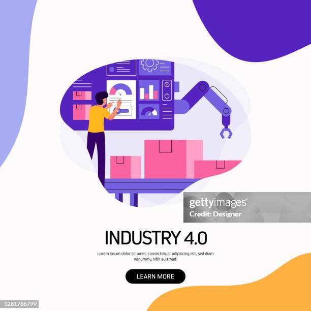 industry 4.0 concept vector illustration for website banner, advertisement and marketing material, online advertising, business presentation etc. - virtual business strategy stock illustrations