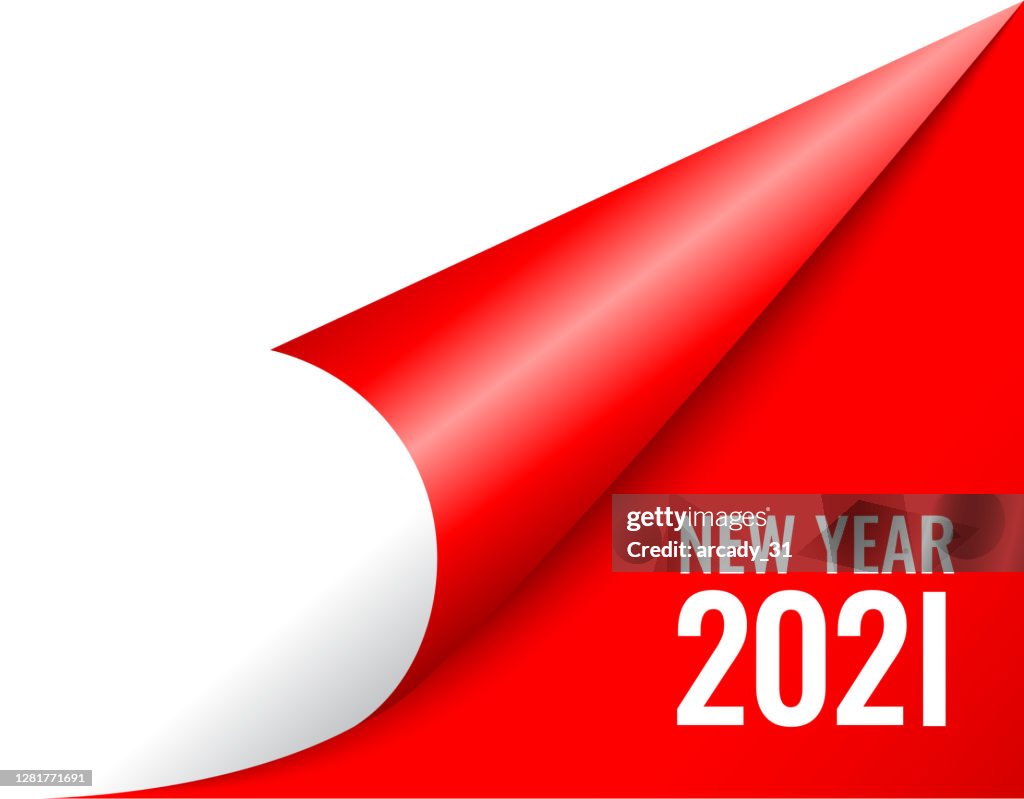 2021 new year coming soon, curled calendar page