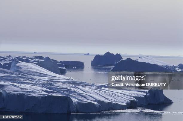 Le fjord glace d'Ilulissat, appelé Kangia en Inouit, 4 024 km2, icestream ou courant de glace de maree de 3 à 6 kilomètres de large, est l'embouchure...