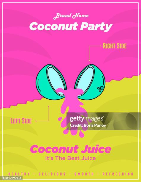 creative coconut poster or flyer template for summer beach party or drink promotion - green coconuts stock illustrations