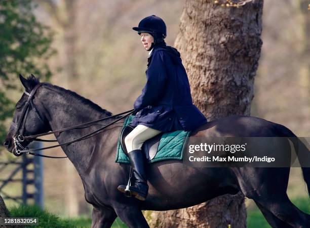 Princess Anne, Princess Royal seen horse riding in the grounds of Windsor Castle on April 22, 2006 in Windsor, England.