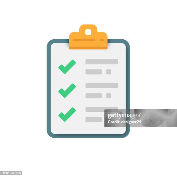 ilustraciones, imágenes clip art, dibujos animados e iconos de stock de lista de verificación y diseño vectorial de icono de marca. - cuaderno blanco