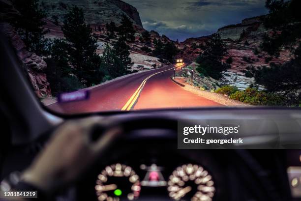 driving at night - car dashboard windscreen stock pictures, royalty-free photos & images