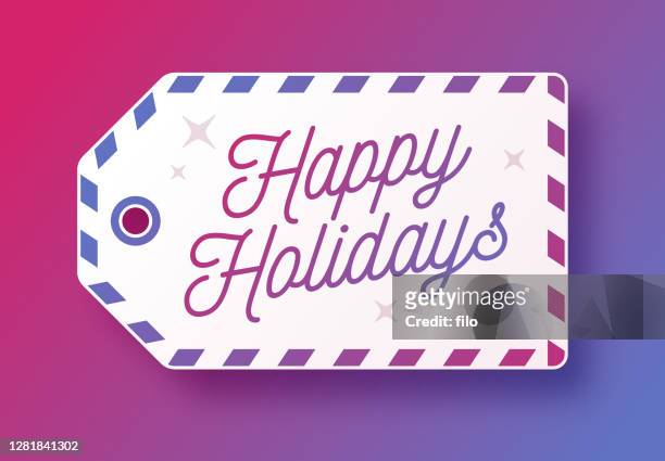 stockillustraties, clipart, cartoons en iconen met happy holidays gift tag - gift tag and christmas