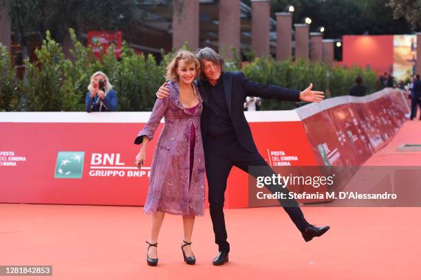 Antonella Ponziani and Fabio Schifino attend the red carpet of the movie "Borat" during the 15th Rome Film Festival on October 23, 2020 in Rome,...