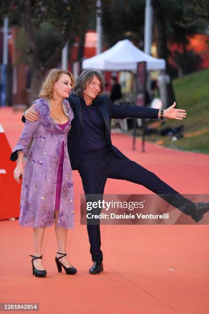 Antonella Ponziani and Fabio Schifino attend the red carpet of the movie "Borat" during the 15th Rome Film Festival on October 23, 2020 in Rome,...