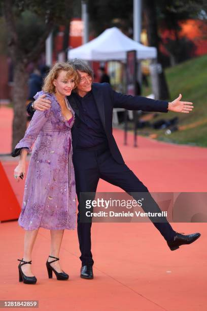 Antonella Ponziani and Fabio Schifino attend the red carpet of the movie "Borat" during the 15th Rome Film Festival on October 23, 2020 in Rome,...