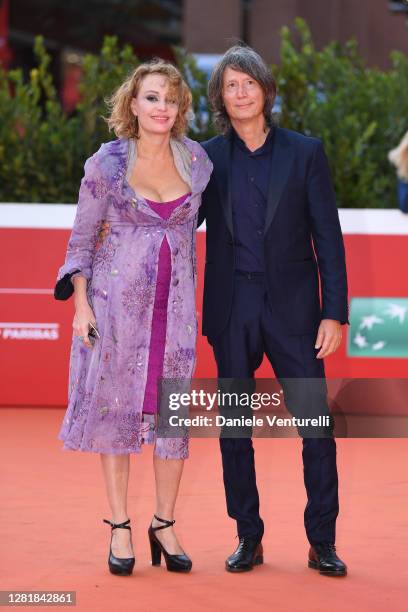 Antonella Ponziani and Fabio Schifino attend the red carpet of the movie "Borat" during the 15th Rome Film Festival on October 23, 2020 in Rome,...