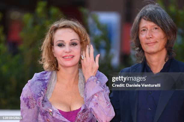 Antonella Ponziani and Fabio Schifino attend the red carpet of the movie "Borat" during the 15th Rome Film Festival on October 23, 2020 in Rome,...