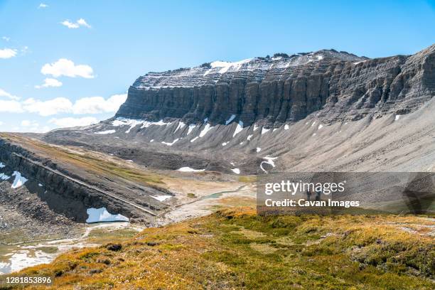 hiking near mount wilson rockwall and mount wilson peak near banff - saskatchewan highway stock pictures, royalty-free photos & images