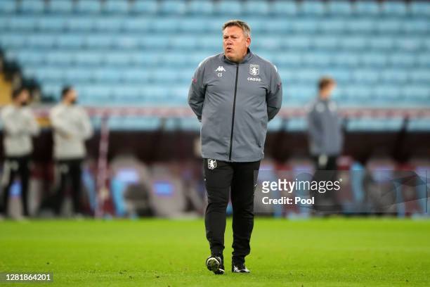Craig Shakespeare, Assistant Manager of Aston Villa looks on prior to the Premier League match between Aston Villa and Leeds United at Villa Park on...