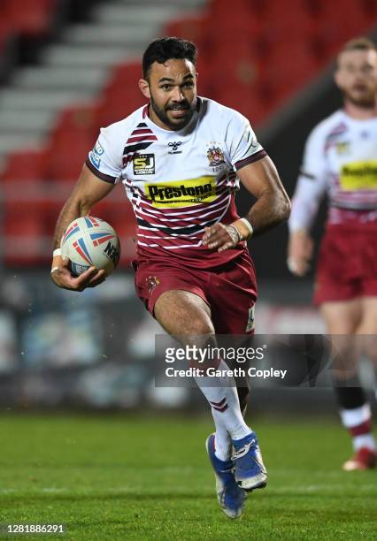 Bevan French of Wigan during the Betfred Super League match between Wigan Warriors and Salford Red Devils at Totally Wicked Stadium on October 23,...