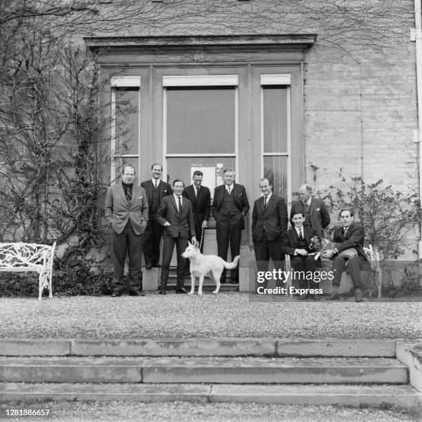 Liberal MPs at Kiddington Hall in Oxfordshire, UK, 6th February 1966. From left to right, George Mackie, Emlyn Hooson, Eric Lubbock, Peter Bessell,...