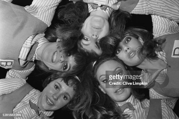 Actresses Pauline Collins, Jean Muir, Jane Birkin, Karin Fernald and Francesca Annis at the first night of the play 'Passion Flower Hotel', UK, 24th...