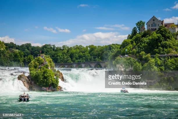 waterfall schaffhausen - chutes du rhin photos et images de collection