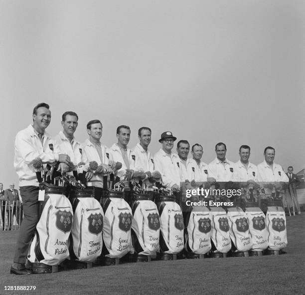 The American Ryder Cup team at the Royal Birkdale Golf Club in Southport, England, 1965. From left to right, they are Arnold Palmer, Tommy Jacobs,...