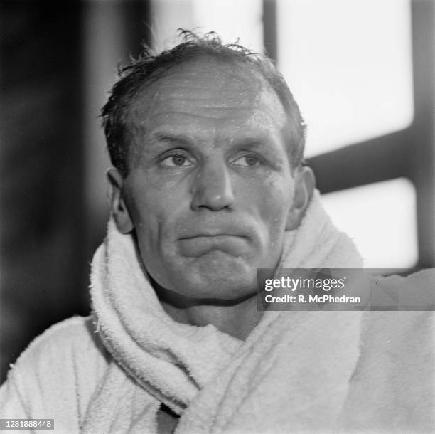 British boxer Henry Cooper in training for his second match against Muhammad Ali, UK, 18th May 1966.