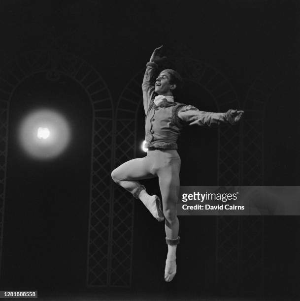 British ballet dancer Wayne Sleep appears as the Blue Boy in 'Les Patineurs' at the Royal Opera House in Covent Garden, London, 8th July 1966. This...