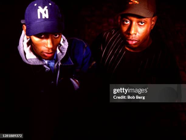 Mos Def and MC Talib Kweli of the American hip hop duo Black Star pose for a portrait circa October, 1998 in Los Angeles, California.