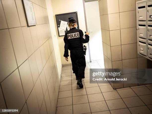 Police patrol to enforce the curfew in neighborhood known for drug sales on October 23, 2020 in Marseille, France. France's prime minister Jean...