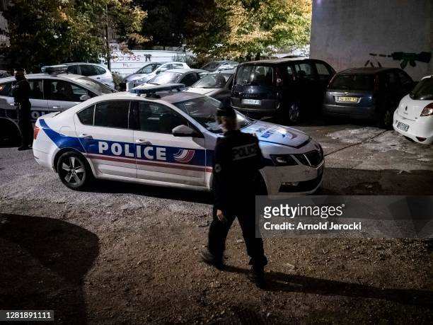 Police patrol to enforce the curfew in neighborhood known for drug sales on October 23, 2020 in Marseille, France. France's prime minister Jean...