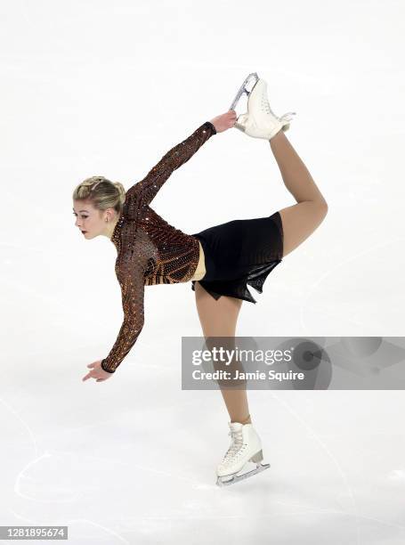 Gracie Gold of the USA competes in the Ladies Short Program during the ISU Grand Prix of Figure Skating at the Orleans Arena on October 23, 2020 in...