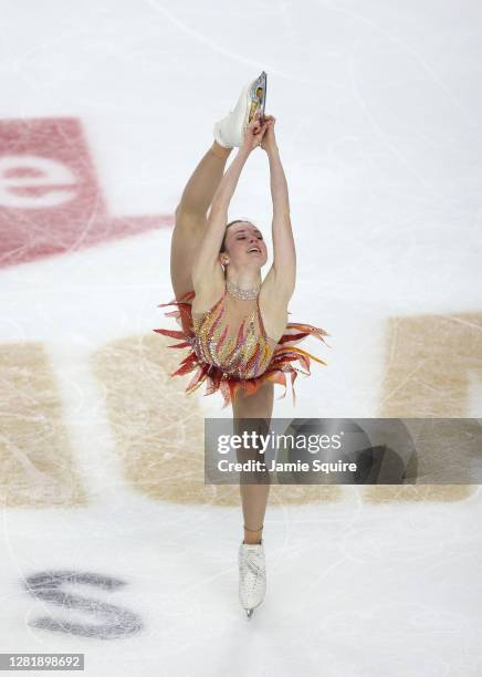 Mariah Bell of the USA competes in the Ladies Short Program during the ISU Grand Prix of Figure Skating at the Orleans Arena on October 23, 2020 in...