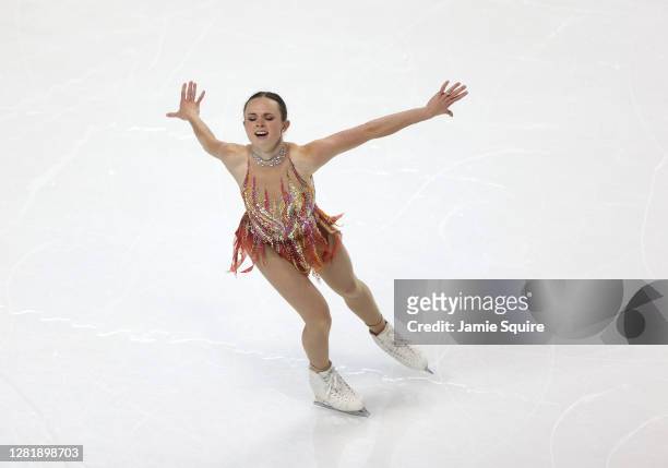 Mariah Bell of the USA competes in the Ladies Short Program during the ISU Grand Prix of Figure Skating at the Orleans Arena on October 23, 2020 in...