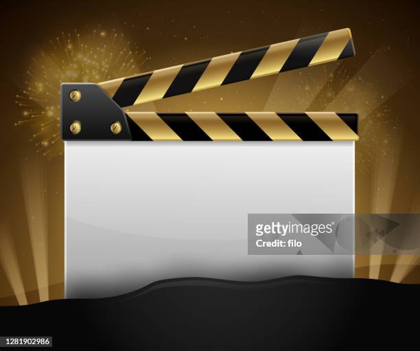 golden movie making film slate - film premiere stock illustrations