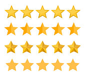 Set of different five stars rating vector icon