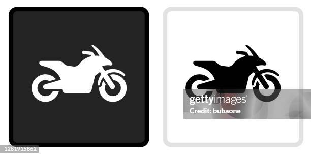 bildbanksillustrationer, clip art samt tecknat material och ikoner med motorcykel ikon på svart knapp med vit rollover - motorcykel