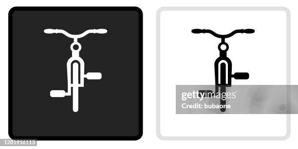 ilustraciones, imágenes clip art, dibujos animados e iconos de stock de icono de la bicicleta en el botón negro con el rollover blanco - manillar