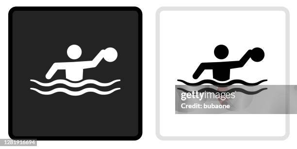 water polo icon on  black button with white rollover - polo icon stock illustrations