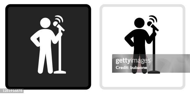 speech icon on black button with white rollover - stand up comedy stock illustrations