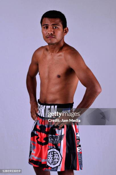 Roman Gonzalez poses during a portrait sesion on October 21, 2020 in Mexico City, Mexico. Gonzalez will fight Israel Gonzalez on October 23 for the...