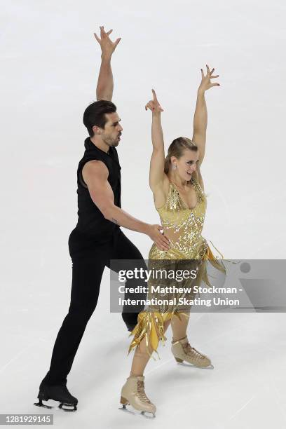 Madison Hubbell and Zachary Donohue skate in the Ice Dance Rhythm Dance Program during the ISU Grand Prix of Figure Skating at Orleans Arena October...